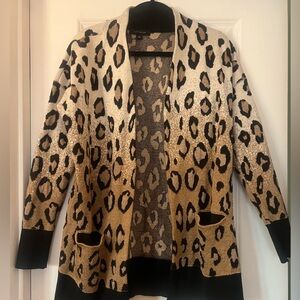 Ann Taylor Leopard Print Open Front Cardigan